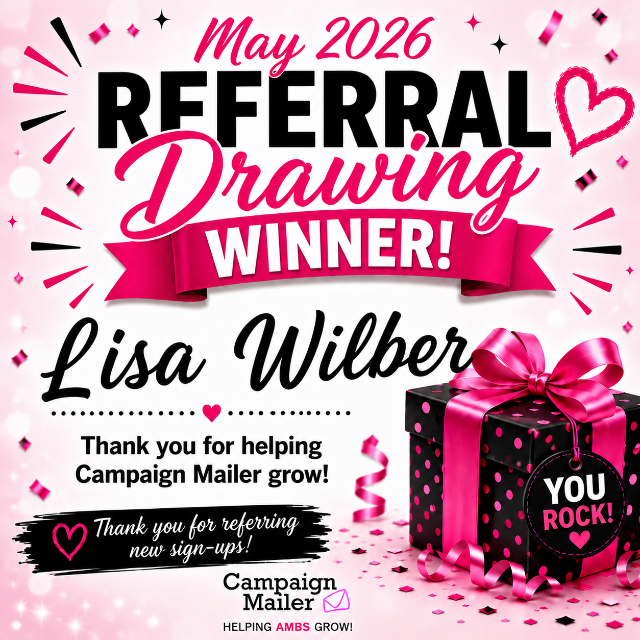 May 2026 Referral Drawing Winner: Lisa Wilbur